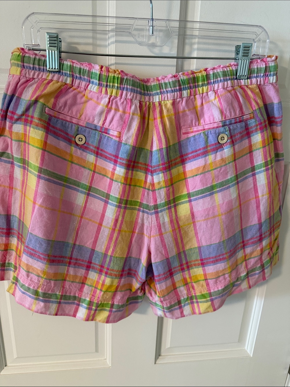 Tommy Bahama Boho Bliss 100% Linen Pink Pastel Plaid Shorts Preppy Vacation M - Picture 5 of 5